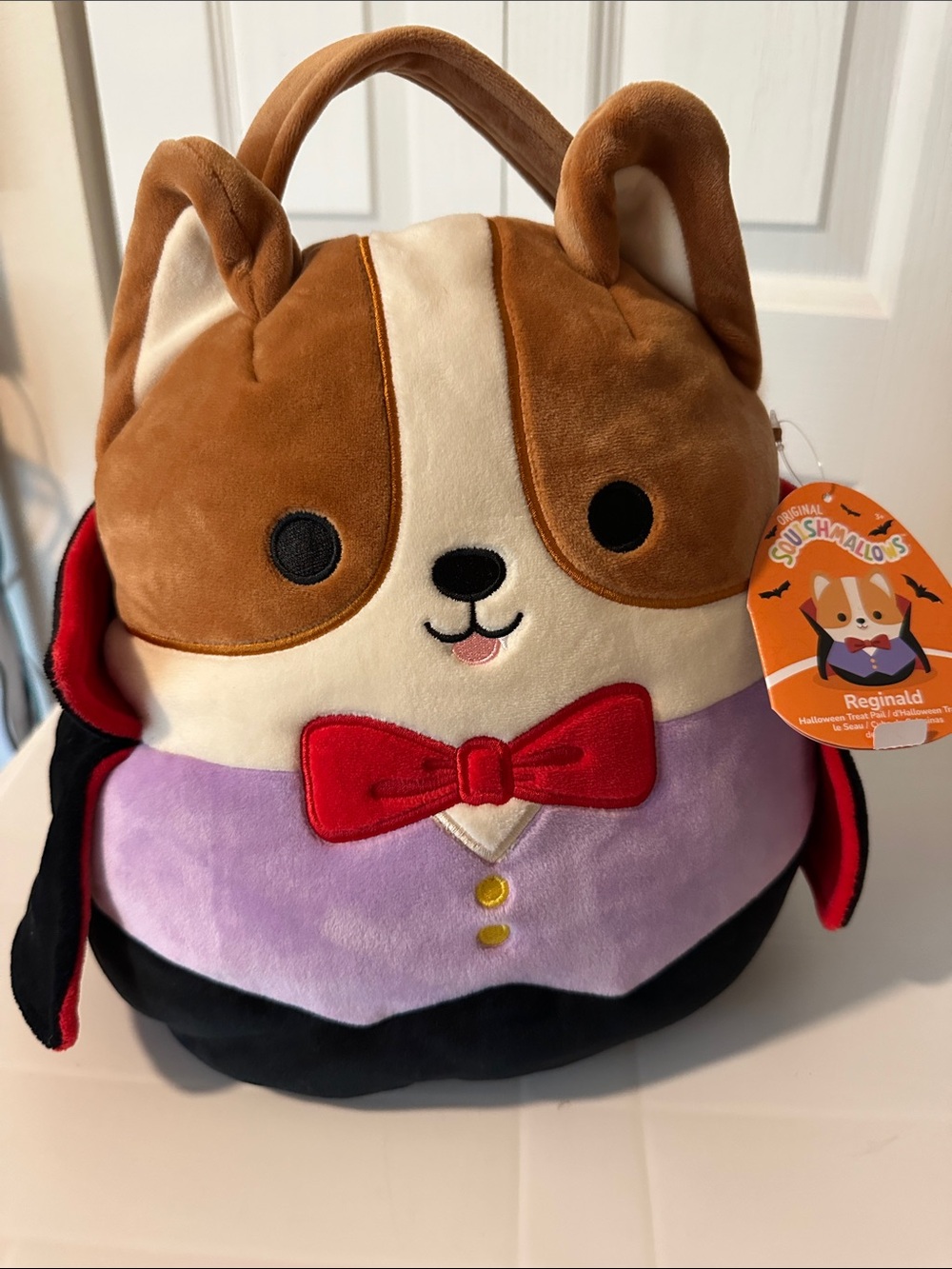 Squishmallows Reginald Corgi Vampire Halloween Treat Pail‎ Plush Bag NWT